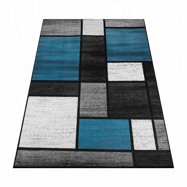 Koberec 200 X 300 CM Modro-černý Do Obývacího Pokoje Protiskluzový Moderní Bcf