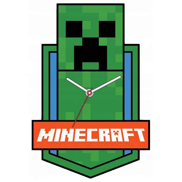 Nástěnné hodiny na zeď Velké XL 50x34 cm pro děti Minecraft