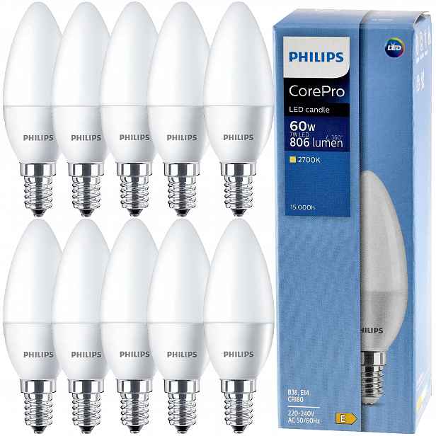 Philips Led žárovka E14 7W 60W 806lm 115lm/W 2700K EyeComfort CorePro 10x