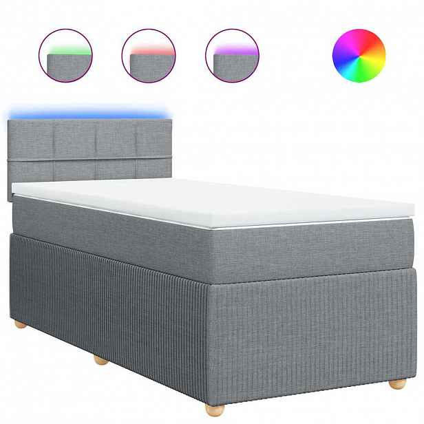 vidaXL Box spring postel s matrací světle šedá 90x190 cm textil