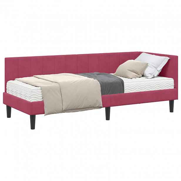 vidaXL Rohový rám postele s matrací 2 ks Víno Červené 80 x 200 cm