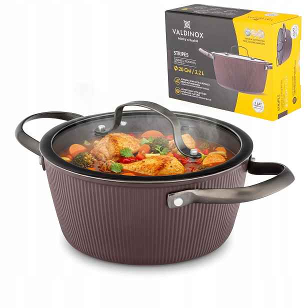Hrnec Se Skleněnou Poklicí Na Indukci Gaz 2.2 L 20 CM, Hliníkový, Nepřilnavý