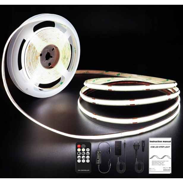 Led páska Roukle 8 mm Cob 6000 K 10 m, stmívatelná, 24 V, světlá