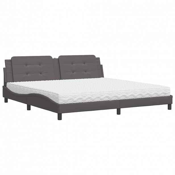 vidaXL Postel s matrací Zadar šedá 200 x 200 cm umělá kůže