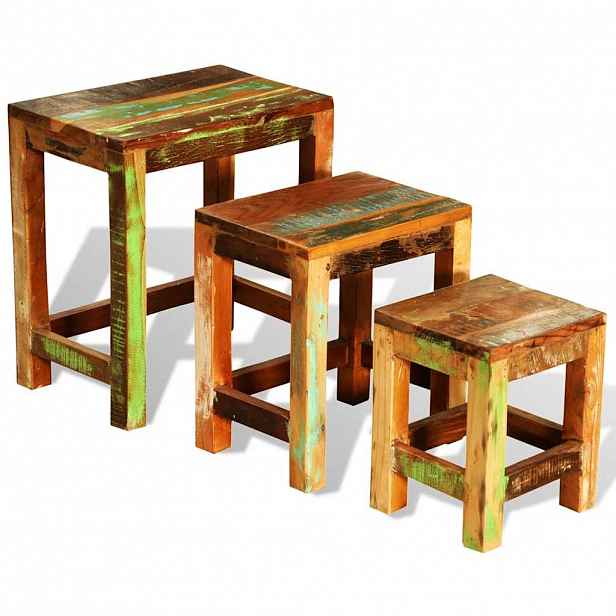 vidaXL Sada hnízdových stolků 3 kusy vintage recyklované dřevo