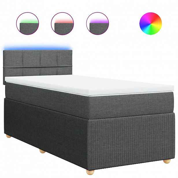 vidaXL Box spring postel s matrací tmavě šedá 90x190 cm textil