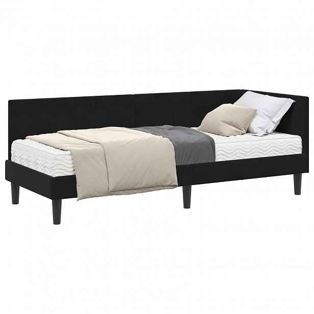 vidaXL Rohový rám postele s matrací 2 ks Černá 80 x 200 cm samet