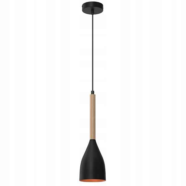 Luminex Závěsná lampa černá/zlatá E27 15W Muza Kov/Dřevo