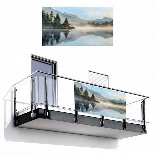 MuchoWow BALKONOVÁ ZÁSTĚNA Jezero - Mlha - Hory - Krajina 200x110 cm