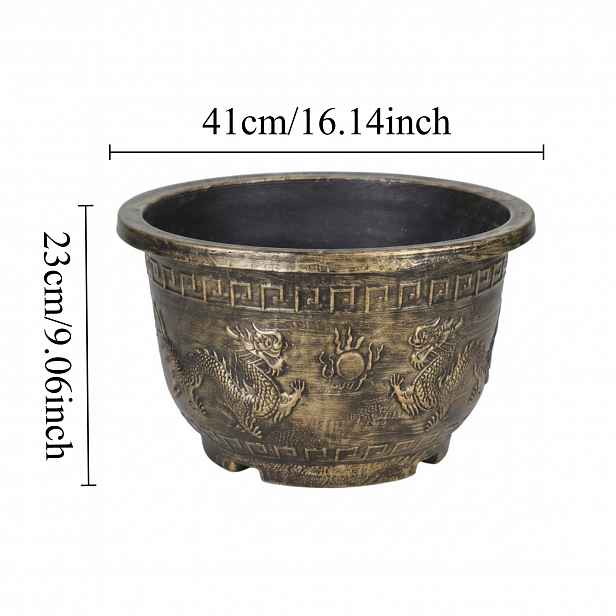 TEMU 2 balení velkých květináčů s pro štěstí | 51 cm / 20 palců, průměr, dva draci hrající s perlovými květináči, silné a odolné vůči mrazu a suchu,