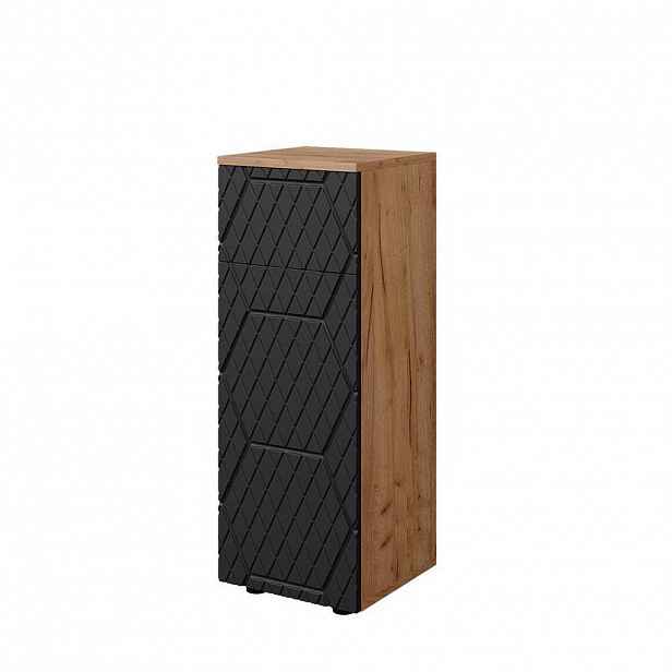 Vicco STŘEDNÍ SKŘÍŇKA Irma Antracit se strukturou včelí plástve 30 x 81 cm s 1 zásuvkou, 2 přihrádkami, koupelnou