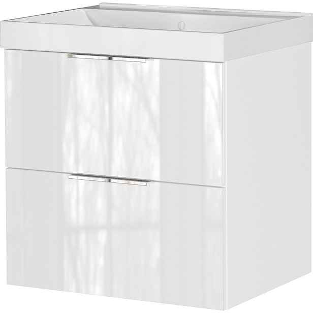 Bílá lesklá závěsná skříňka pod umyvadlo 61x65 cm Celano – Germania