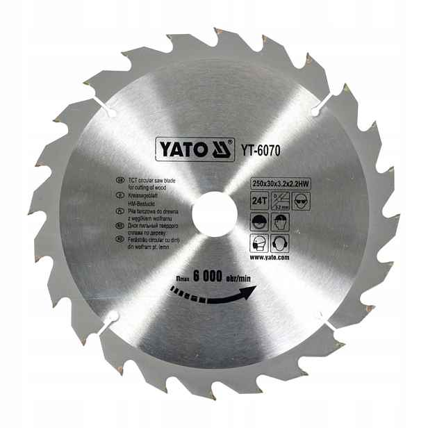 Kotoučová pila na dřevo Yato YT-6070 250x30x2,2 mm 24T s vidlicí