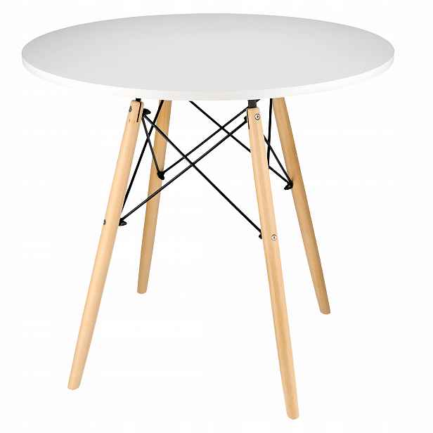 Moderní skandinávský stůl Bílý Kulatý 80 cm do obývacího pokoje Kuchyňská jídelna