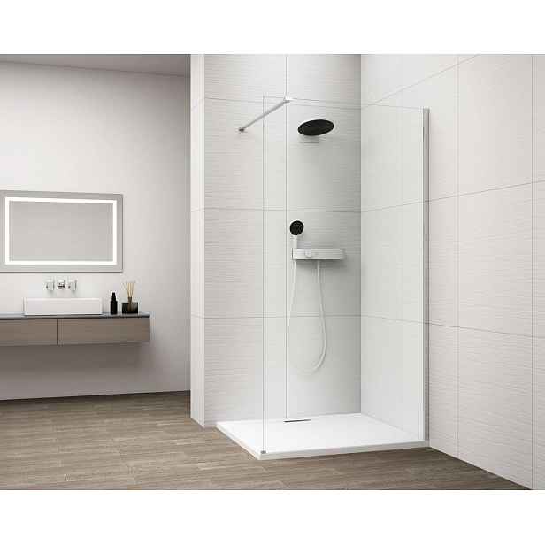 Polysan Esca - Sprchová stěna Walk-In 80x210 cm, Antidrop, sklo čiré/chrom ES1080-01