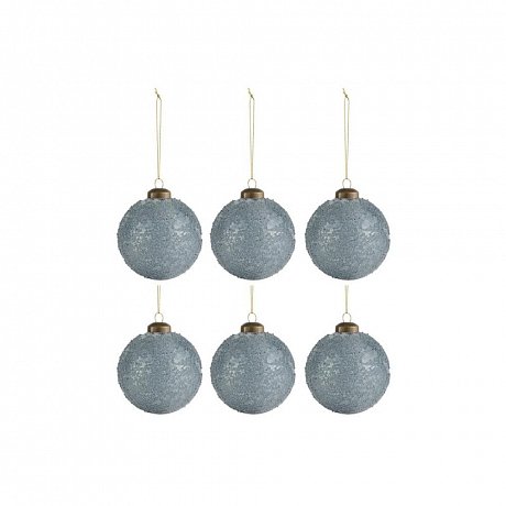 Sada 6 modro-šedých vánočních ozdob J-Line Sugar, ø 8 cm