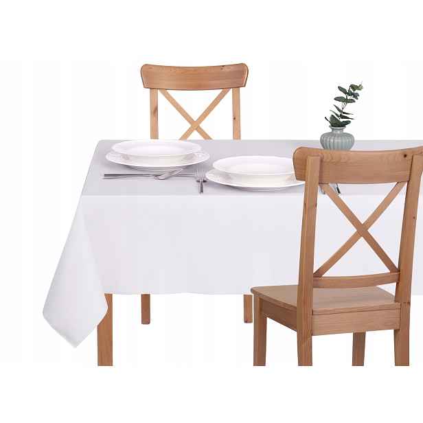 Ubrus Odolný Skvrnám 180X320 Jednobarevný Hladký Bílý