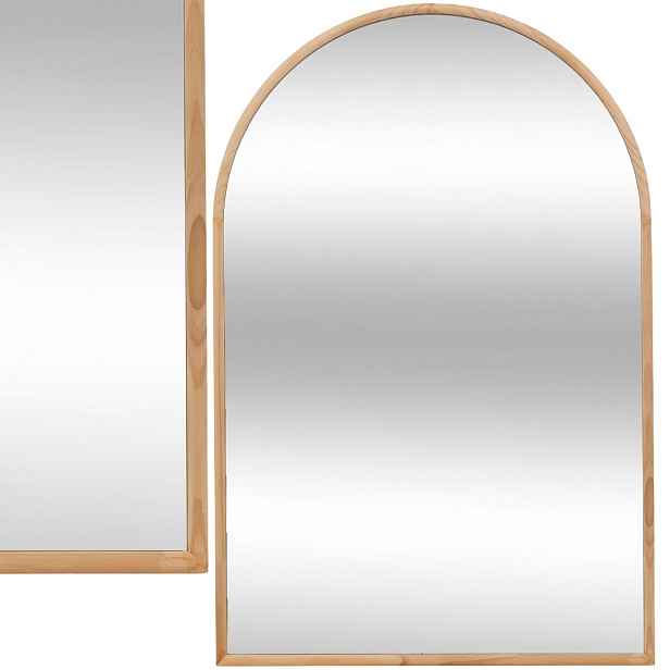 Zrcadlo Nástěnné 60 x 90 cm do ložnice šatní skříně Dřevěné borovice Obloukové