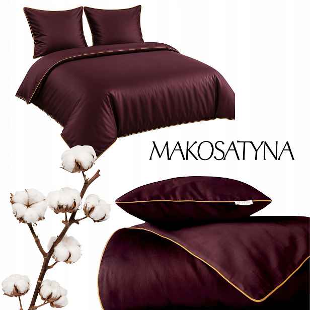 Povlečení Pure z bavlněného makosatinu 180x200 Bordó Premium