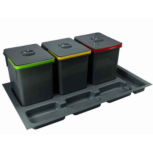 Segregátor Na Odpadky Koš Vložka Do Zásuvky 45 50 x 90 Antracit 3 X 15 L