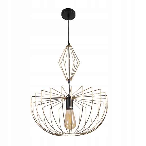 Závěsná lampa loft černá zlatá ozdobná kovová do obývacího pokoje ložnice Polux
