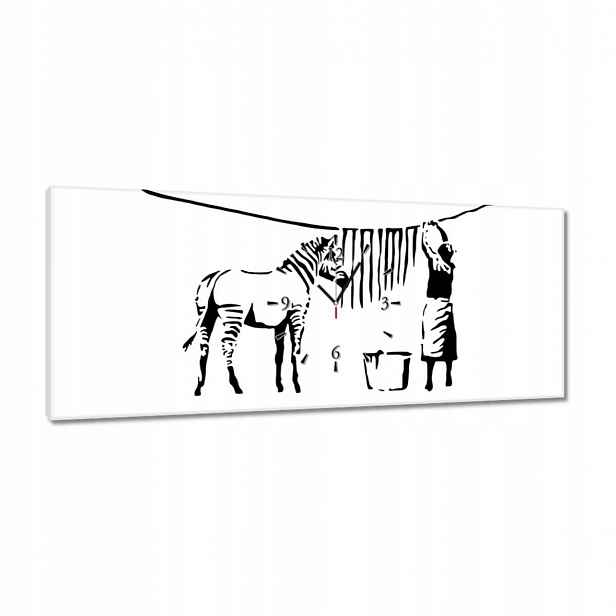Hodiny 100x40 Praní zebry Banksy Pásky