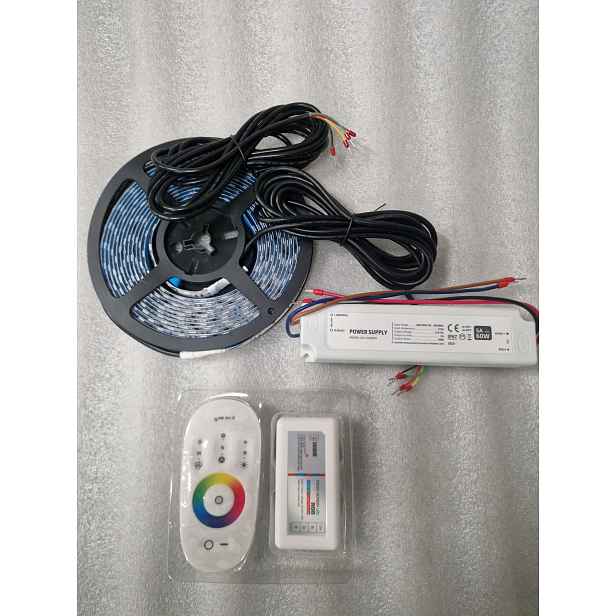 Voděodolný set Rgb Led pásků 5 m do sauny ovladač napájecí adaptér