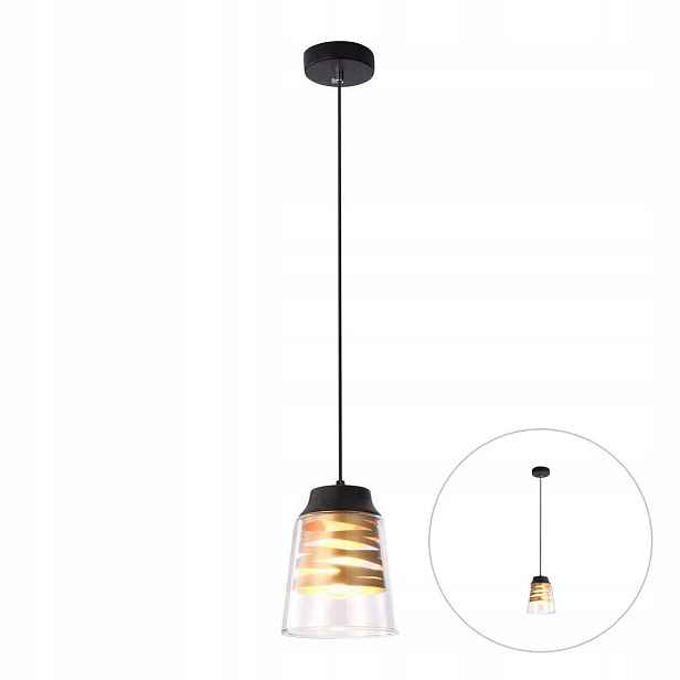 Závěsná stropní lampa Zwis Černá Kov Sklo 1xE27 60W Zenaida Rabalux