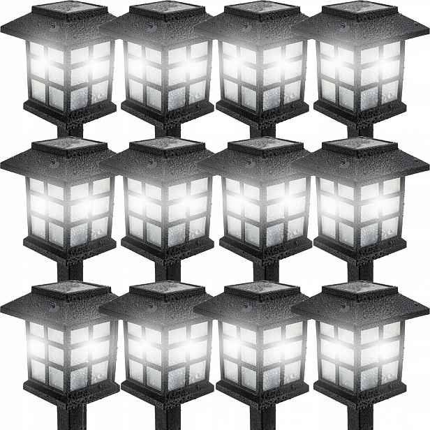 12X Solární Zahradní Lampa Led Zapichovatelná Do Zahrady Domek Lampa Lampy