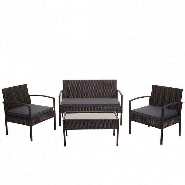 MCW POLY-RATTAN SADA Hnědá, antracitová