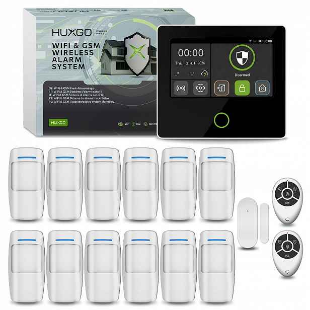 Bezdrátový alarm WiFi Gsm 4G s aplikací Tuya, Huxgo HXA502 4G B