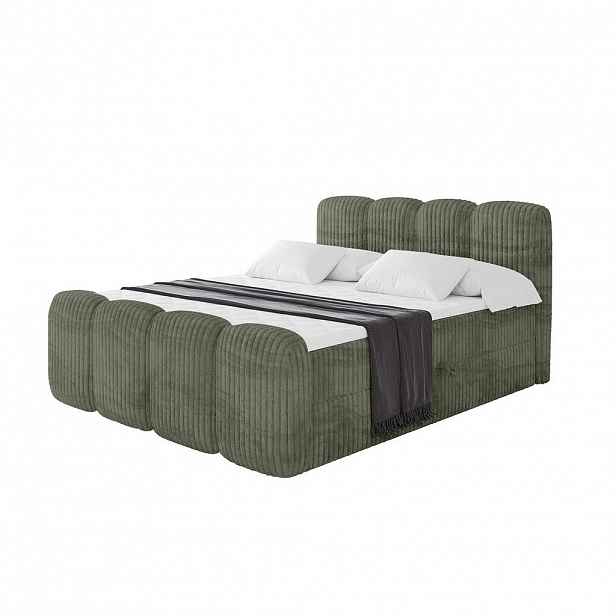 ALTDECOR AMERICKÁ postel s matrací H4 a roštem – NINA-Z – 140 × 200 cm – olivová
