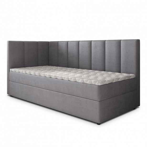 MASSENO AMERICKÁ POSTEL BEVE 100x200 cm, s matrací a úložným prostorem, šedá