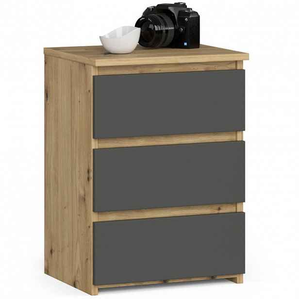 RAUMHIRSCH FURNITURE KOMODA dub Artisan, grafitově šedá 57/40/35