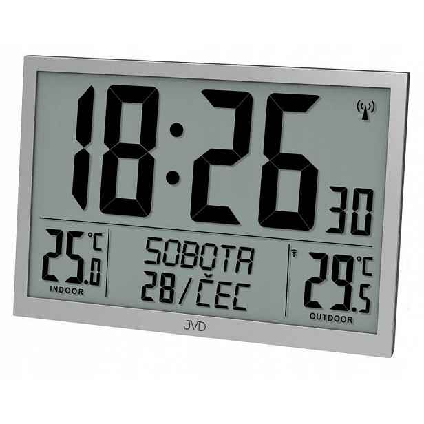 Velký LCD Budík S Teploměrem Jvd RB9412.2 Dní V Týdnu V Polštině