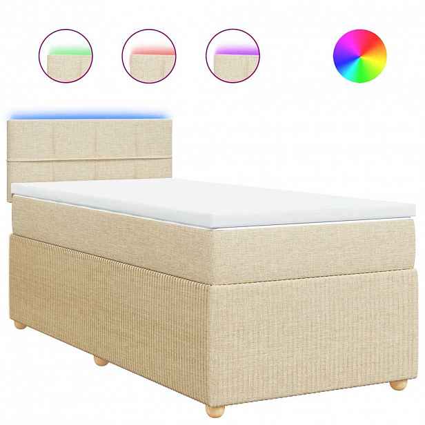 vidaXL Box spring postel s matrací krémová 90x190 cm textil