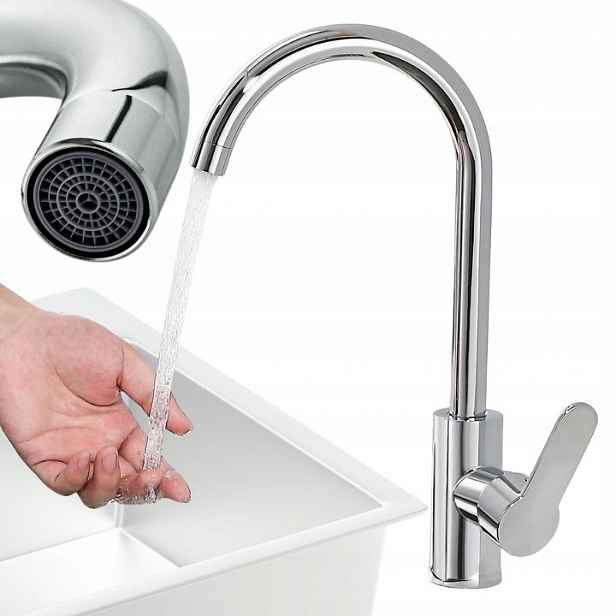 Kuchyňská Baterie Dřezu S Výtokem stříbrná lesklá Imsilver Hrome