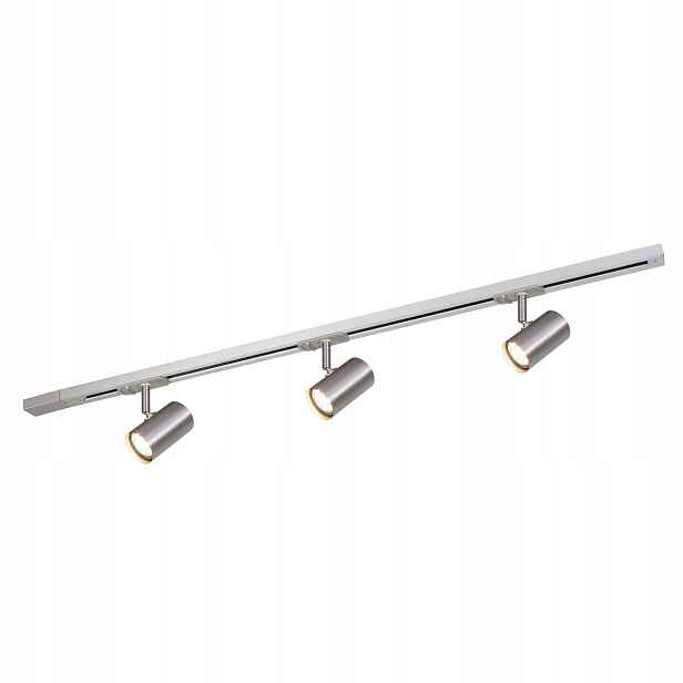 Marvi Jazz Stříbrný kolejnicový kabel 3-nastavitelné světlomety 100CM GU10 3X35W