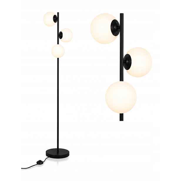 Stojací Lampa Podlahová Bílá Koule Loft Černá 165 CM Led