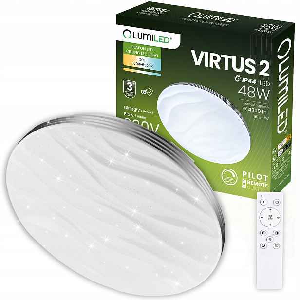 Stropní Svítidlo Led koupelnová nástěnná stropní lampa 48W IP44 Cct 38 Cm Dálkový Ovladač Velká