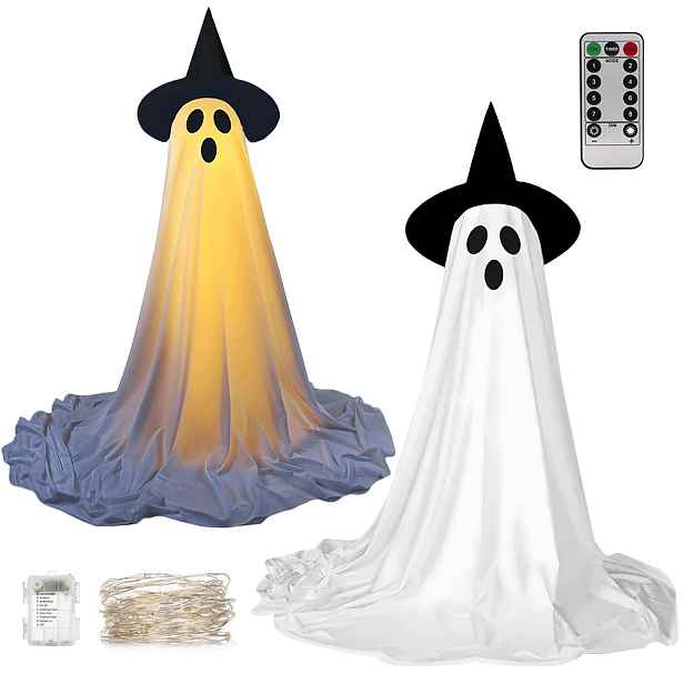 Svítící duch na Halloween s Led čarodějem pro zahradu a dům s dálkovým ovládáním
