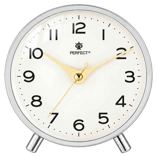 Budík Perfect Bb 11007 Stříbrný Křemenný Tichý Led podsvícení Snooze