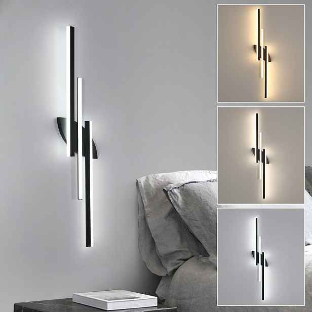 Liniové Led Svítidlo Na Zeď Černé Moderní Do Ložnice 28W 100CM