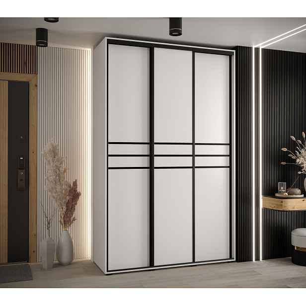 Šatní skříň Davos 10 - hloubka 60 cm Barva korpusu: Dub - Artisan, Rozměry: 200 cm, Dveře: Bílá