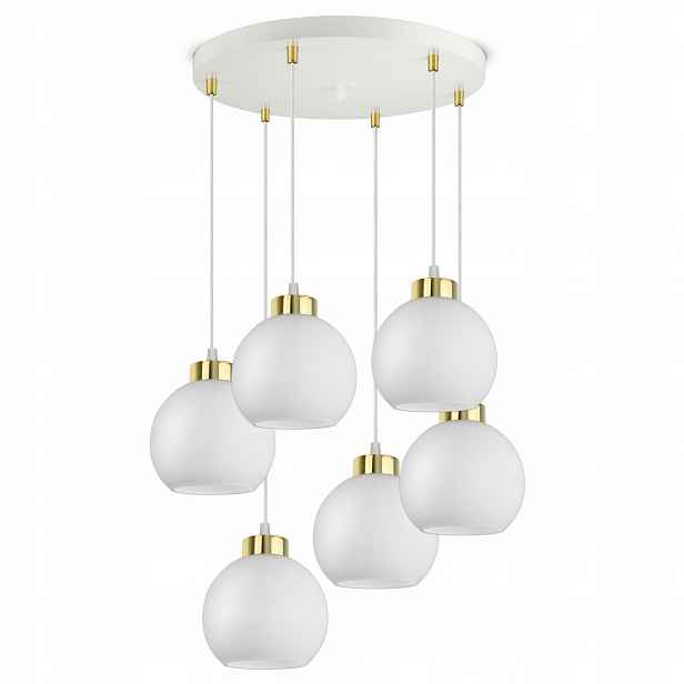 Velká závěsná stropní lampa Bílá Skleněná koule Bílé sklo EZ6 Led E27