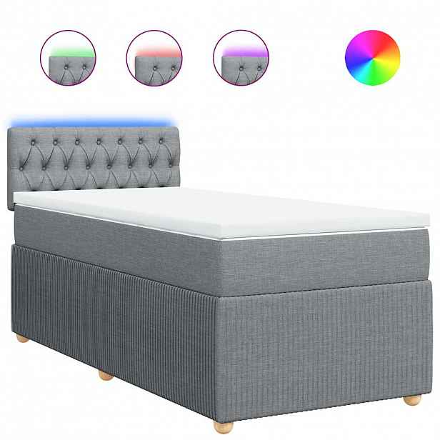 vidaXL Box spring postel s matrací světle šedá 90x190 cm textil