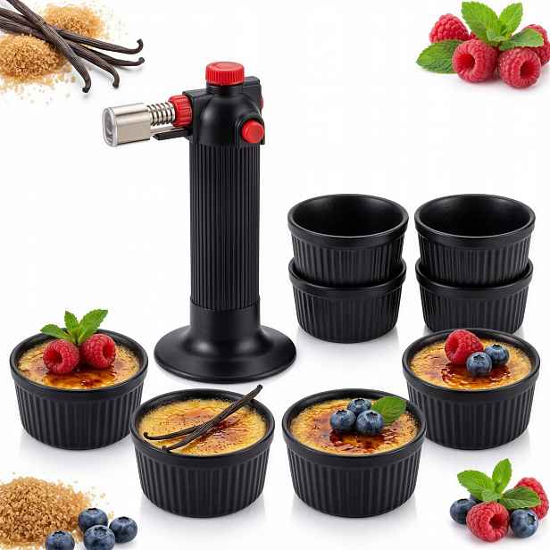 Kokilky x8 Formičky 200 ML Na Zapékání Hořák Na Creme Brulee Sada 9 El