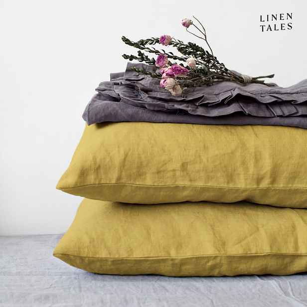 Lněný povlak na polštář 80x80 cm Lemon Curry – Linen Tales