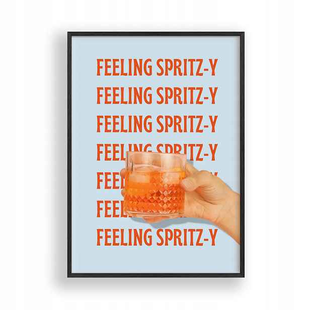 Obraz Feeling Spritz-Y Drink Plakát Rámeček Dřevěný Černý 30x42 cm