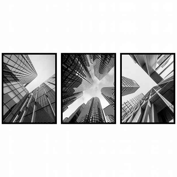 Plakáty Architektura budovy město 3ks černobílý triptych 50x70cm